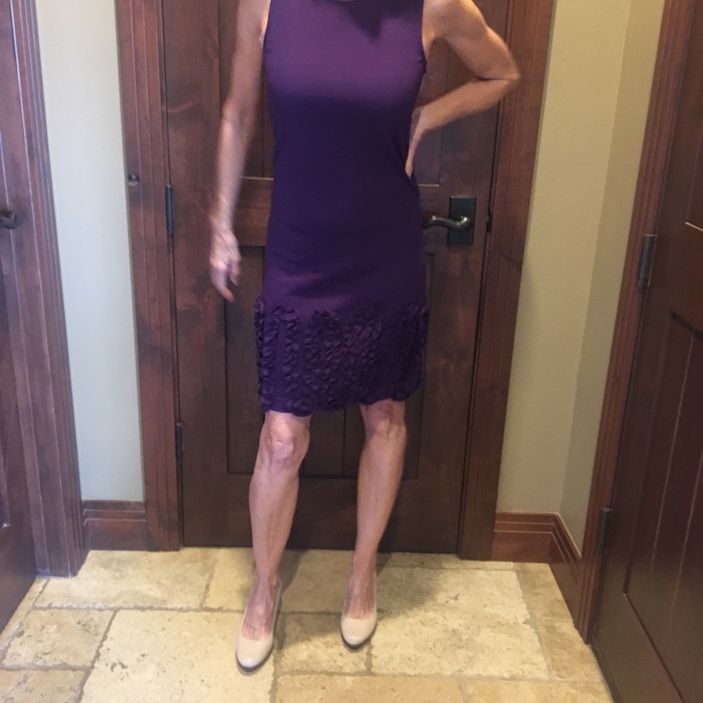 Purple cocktail dress; removable knit vest, Adore. - Picture 3 of 8